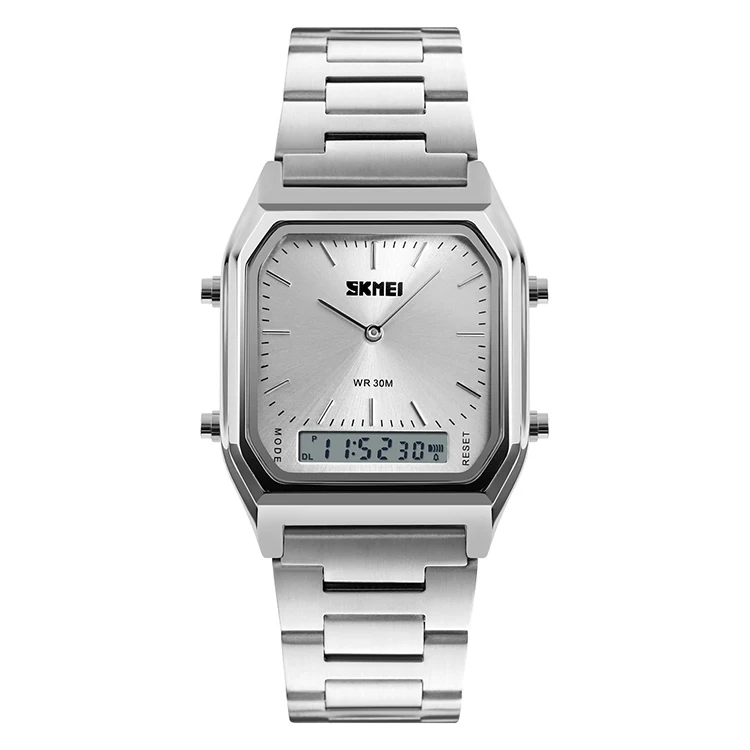 

Mens stainless steel quartz goldlis metal binary watch reply, 3 colors