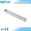 French type 8 gang multiple power sockets with extension cable, safe pole switch