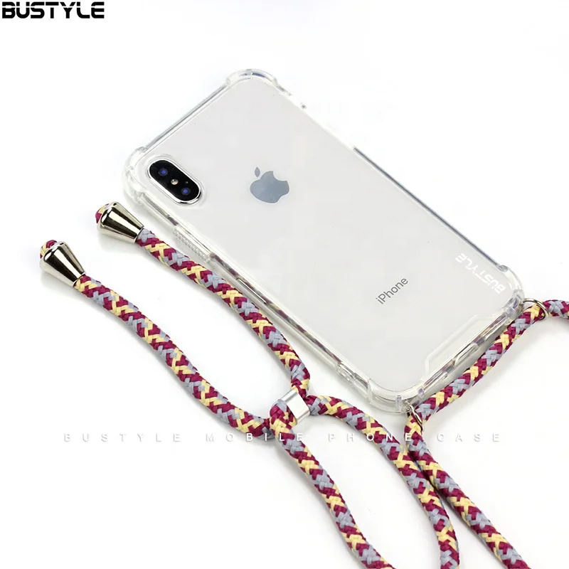 

Newest design clear phone accessories cases Protective Anti fall Soft TPU necklace phone case for iPhone X XS MAX, N/a