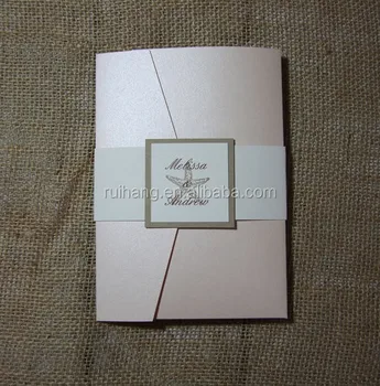 Lace Ribbon Decoration Wedding Invitation With Pocketfold Buy