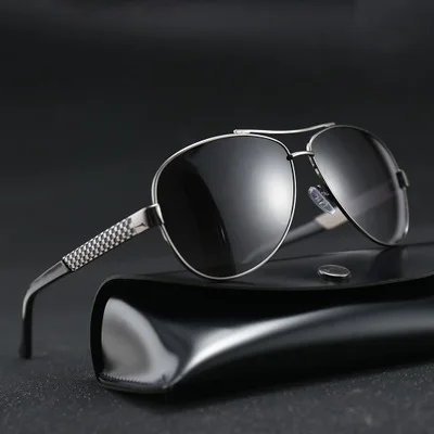 

Sun glasses mens retro metal vintage driving finishing polarized sunglasses with case