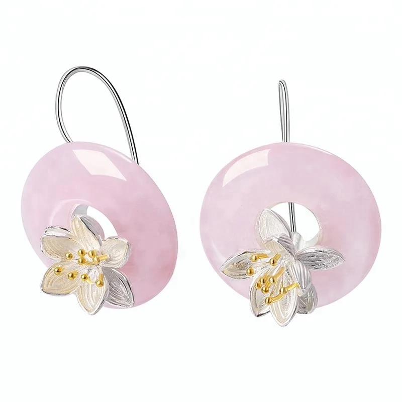

New Lotus Whispers Natural gemstone silver jewelry, As photo