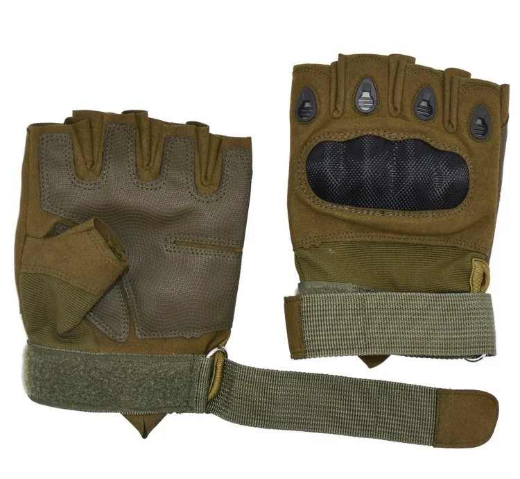 

PRISAFETY HOT SELLER fingerless impact Hard Knuckle half Police Outdoor hand training army military tactical gloves, Army green, black