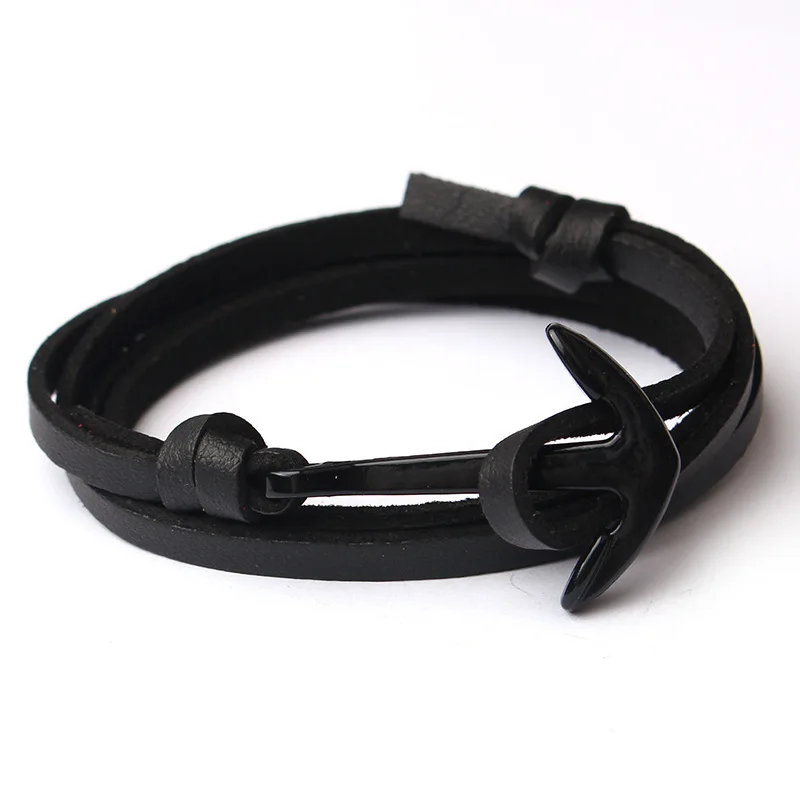 2019 Fashion Mens Bracelets Anchor Charm Colorful Leather Bracelet