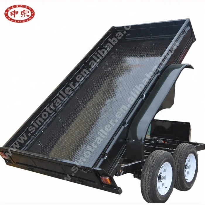 Tandem Vehicle Hydraulic Dump Steel Box Trailer With Electric Brakes