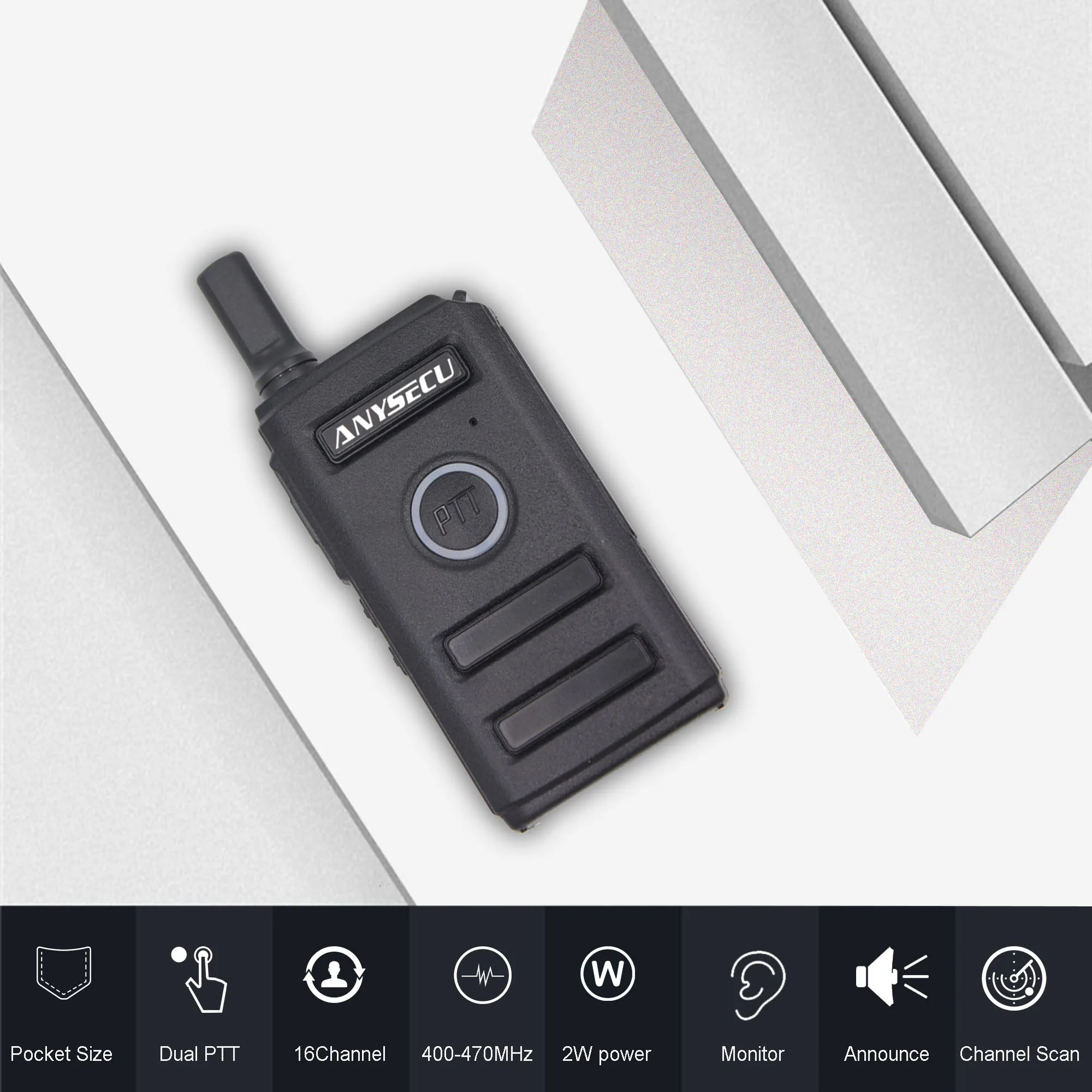 Anysecu Mini 2 Walkie Talkie Dual Ptt For Service Industry