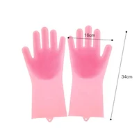 

Dishwashing Cleaning Sponge Gloves Reusable Silicone Brush Scrubber Gloves Heat Resistant for Dishwashing Kitchen Gloves