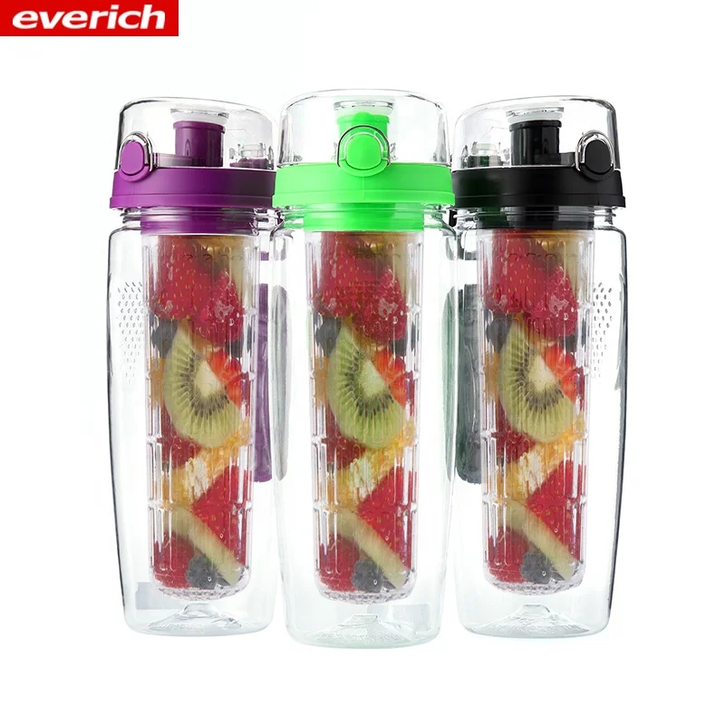 

Hot Sale Easy Clear Fruit Infuser Water Bottle With Big Infuser, Customized color;according to pantone no