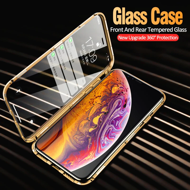 

Double Sided 9H Tempered Glass Full Protection Magnetic Phone Case for iPhone 7 8P X Xr Xs Max 12 Pro Max