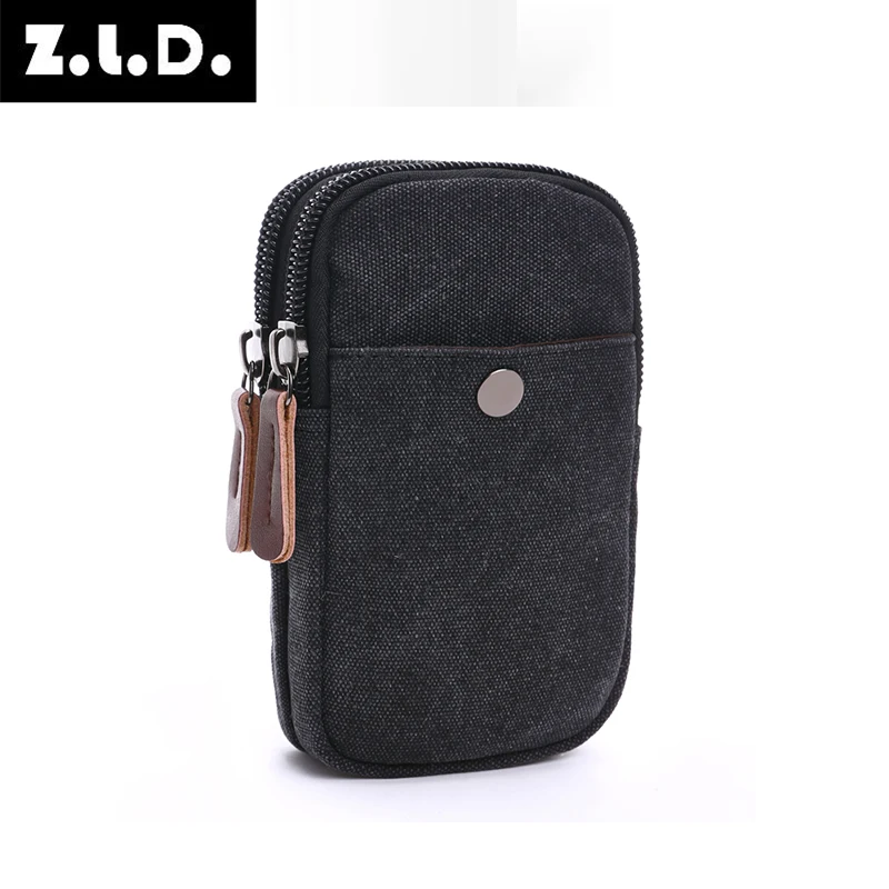 

ZUOLUNDUO fashion mobile phone package leisure coinpuree mini canvas coin purse with zipper, Khaki, dark blue, black, coffee, green