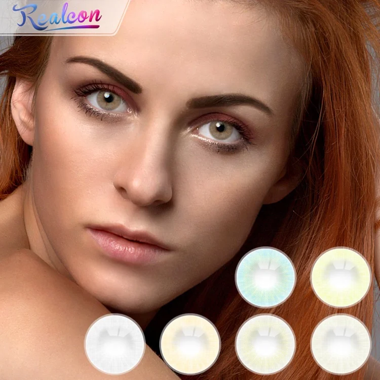 

Realcon Aurora soft feeling natural color eye contact lens eye color, Yellowish-green;gray;blue;sky-gray;crystal-gray;brown