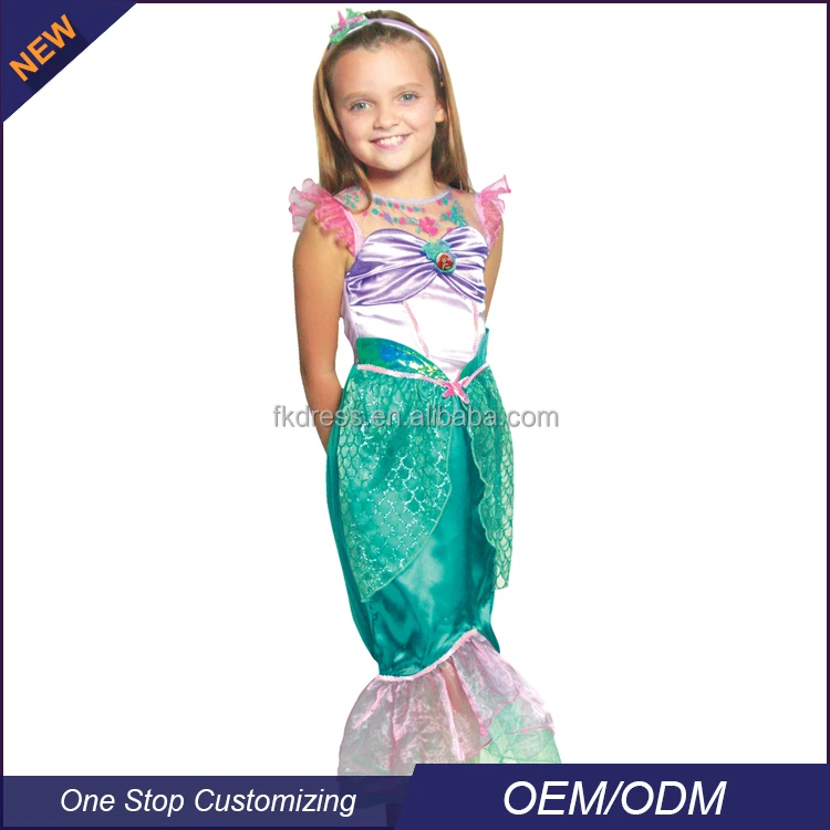 

OEM/ODM In-Store Cartoon Crystal Ariel Princess Fancy Dresses For Girls, As shown