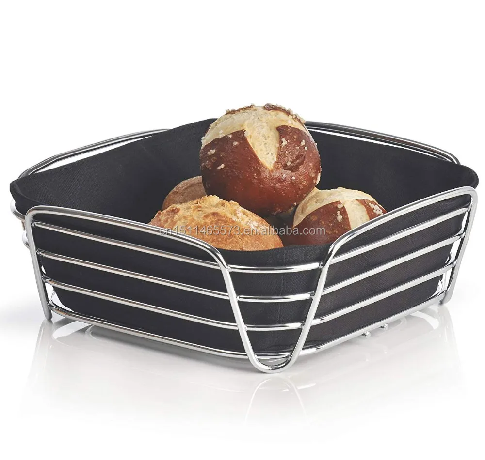 Square Metal Wire Bread Basket With Canvas Fabric Liner Buy Metal