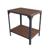 Vintage style furniture wood desktop side table with angle iron frame square coffee side tables