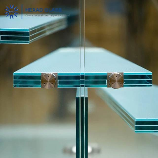 
Ultra White Tempered Laminated Antiskid Staircase Flooring Step Glass 