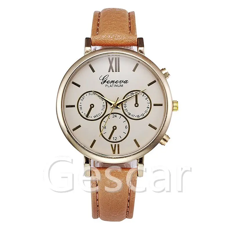 

3100 fashion mini leather belt gold case geneva casual quartz watch, Photo colors