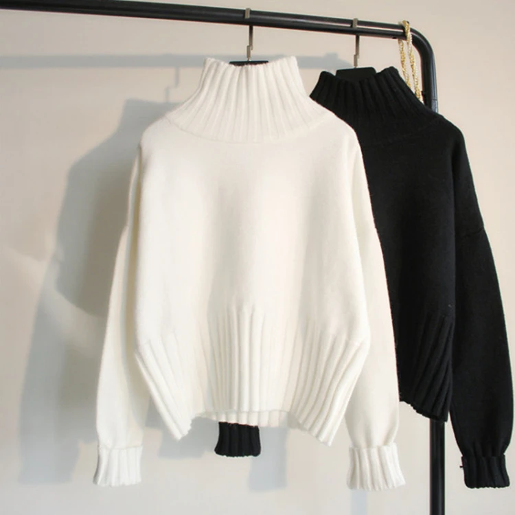 

HIgh Quality Cable Knit Acrylic Angora Sweater, White;black