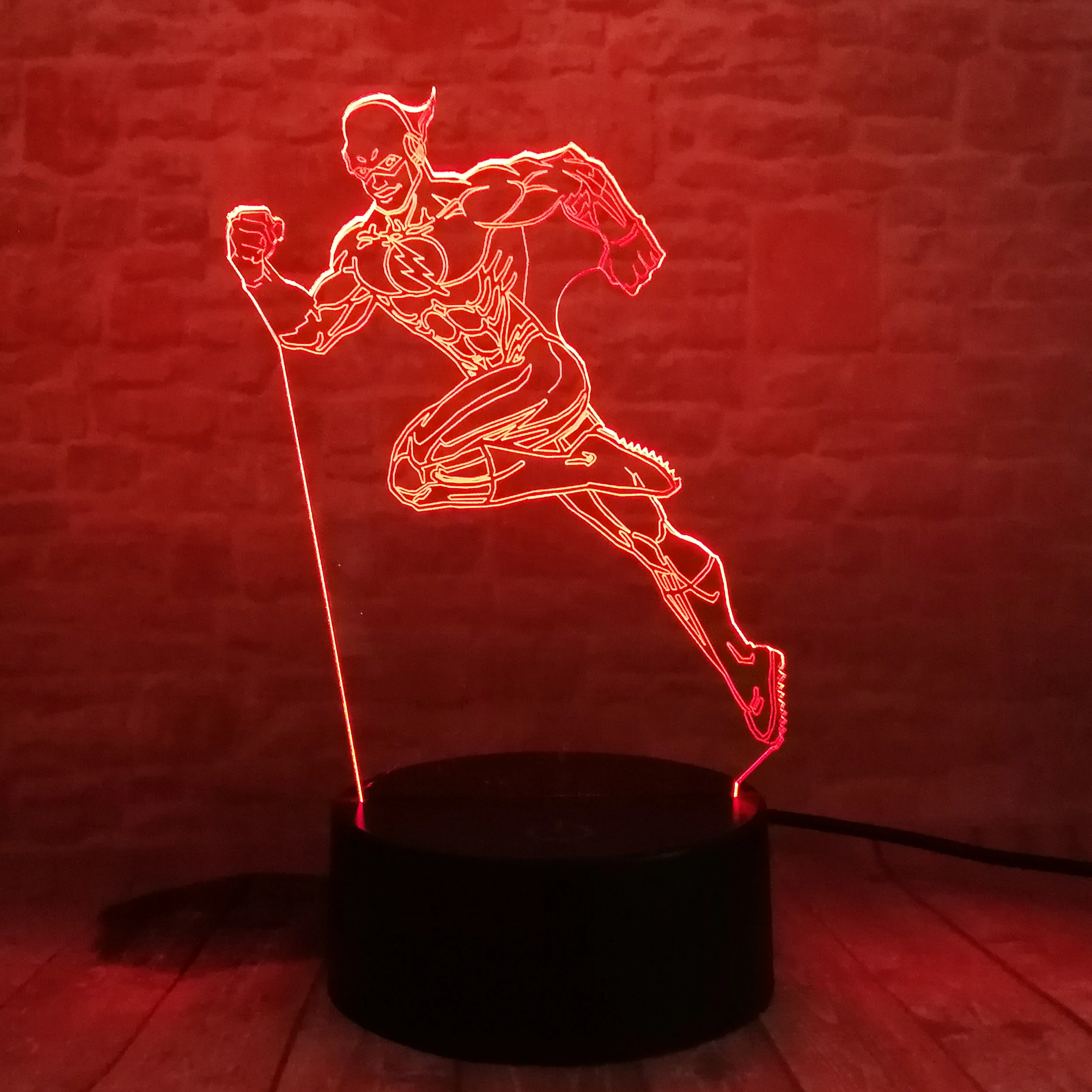 2019 Hero The Flash Warrior 3D Night Light for Children Baby Kid Sleep Bedroom Bedside Toy Touch 7 Color Light Table Desk Lamp