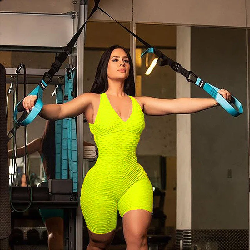 High quality colorful women sexy gym suit jogging wear one piece sports jumpsuit