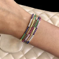 

gold silver plated high quality fashion jewelry colorful cz rainbow tennis bracelet for women fashion jewelry