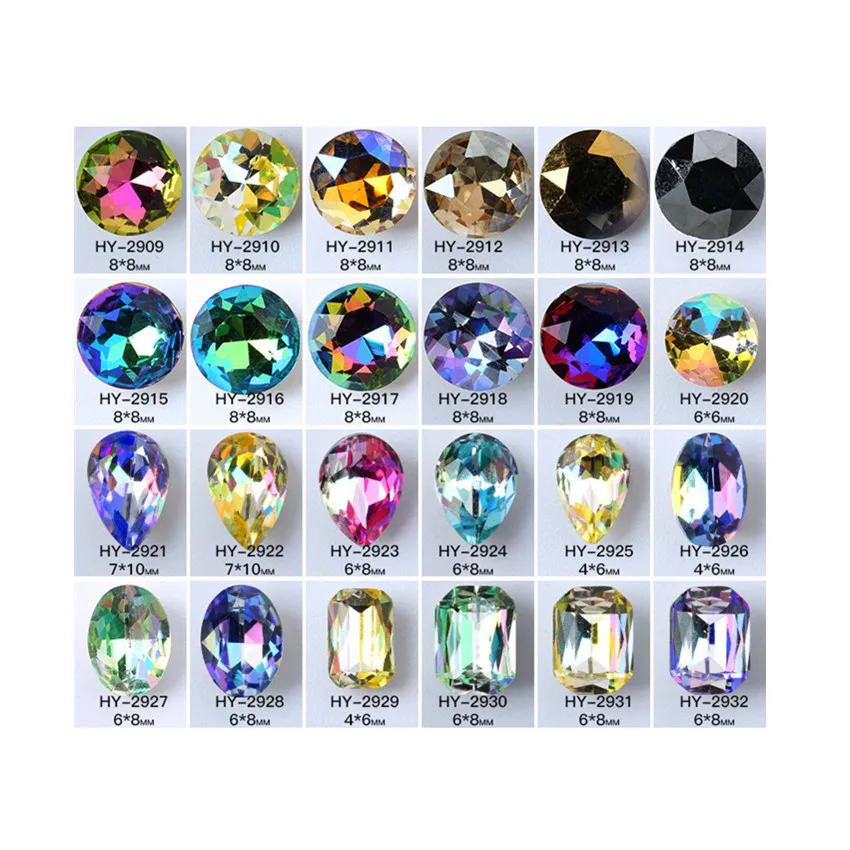 Nail Rhinestones for Nails Water Drop Oval Flame Crystal Nail Stones Gems Nail Art Accessory Decoration 3D Manicure
