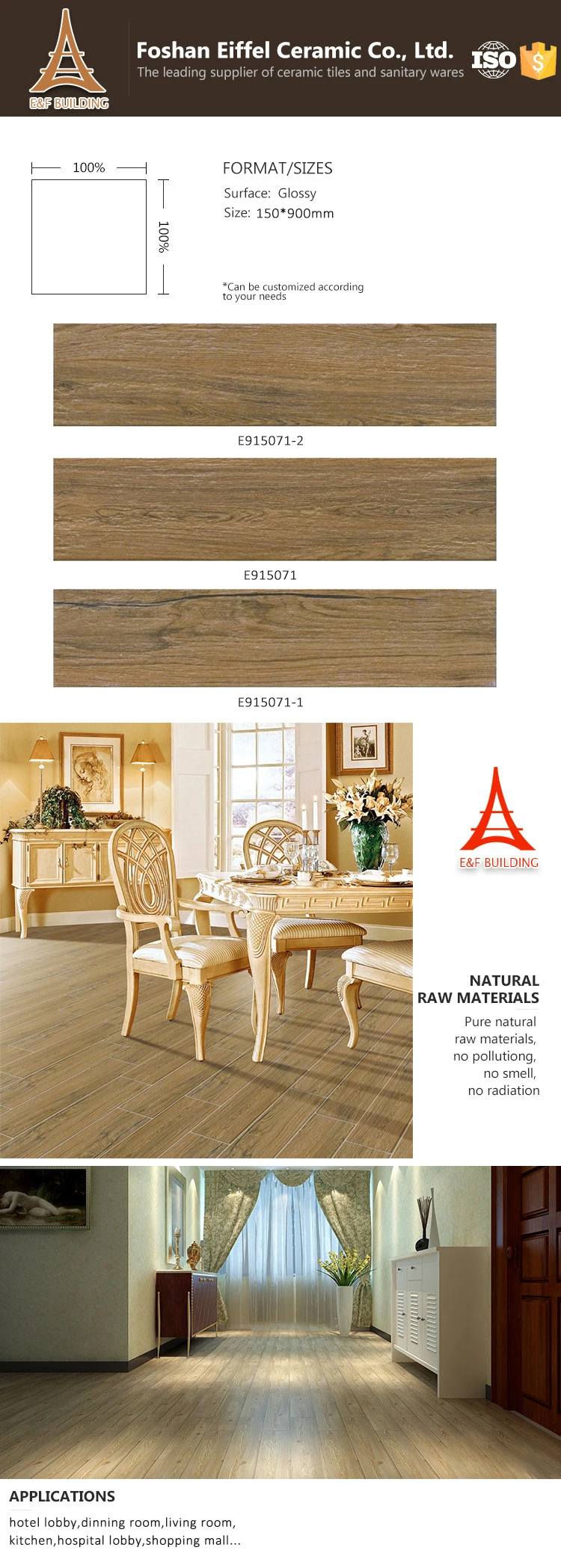 Azulejos De Madera De Porcelana Con Efecto De Suelo De Madera Con Carga