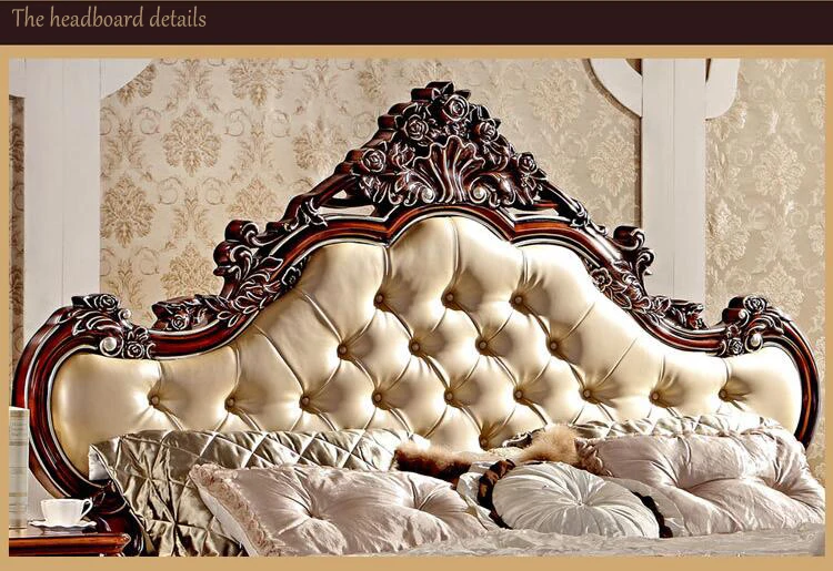 modern european solid wood bed Fashion Carved 1.8 m bed french bedroom furniture bedroomsets beds french style osc6591
