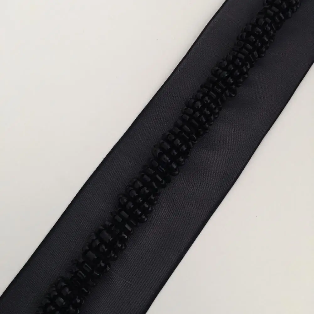 New Arrival Sexy Black Nylon Mesh Beaded Lace Trim for Garment