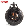 DOM brand engraved black multifunction mechanical movement pocket watch
