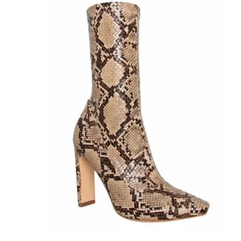 snakeskin square toe boots