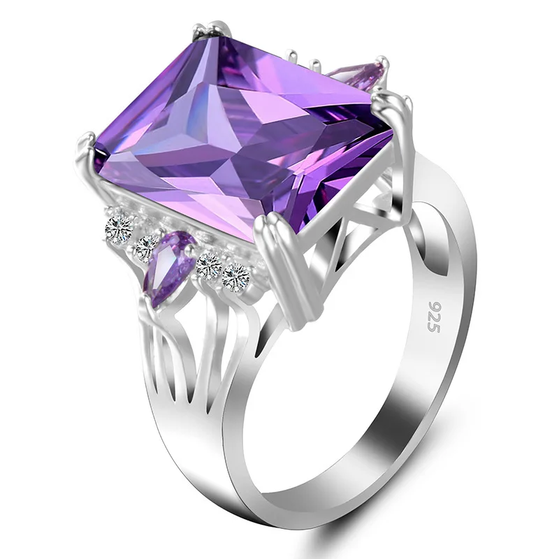 

Single Stone Ring Designs,Silver Pink Faux Diamond Wedding Rings Jewelry Women