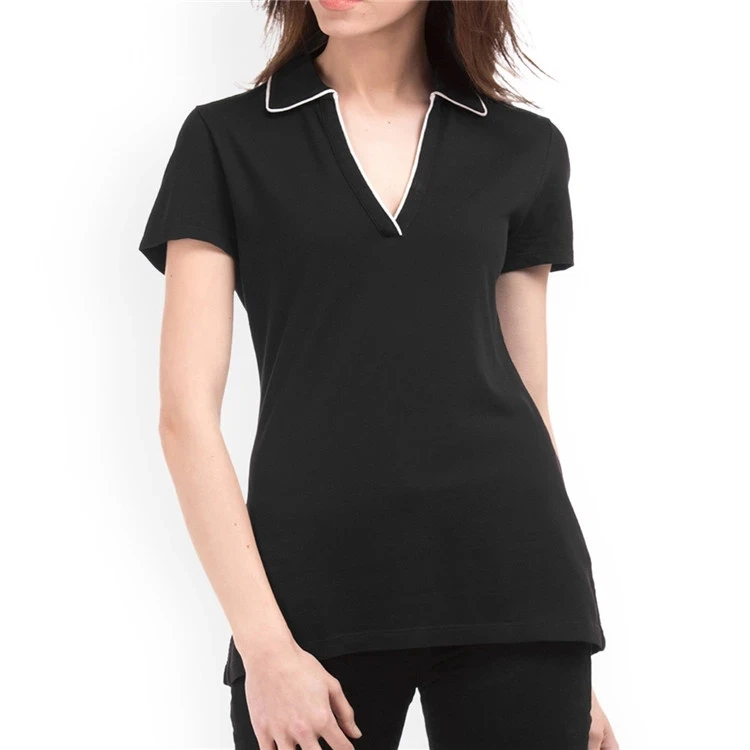 deep v neck polo shirt