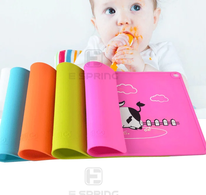 

Easy Wash Colorful Safety Baby Dining Table Placemat Custom Silicone Placemat