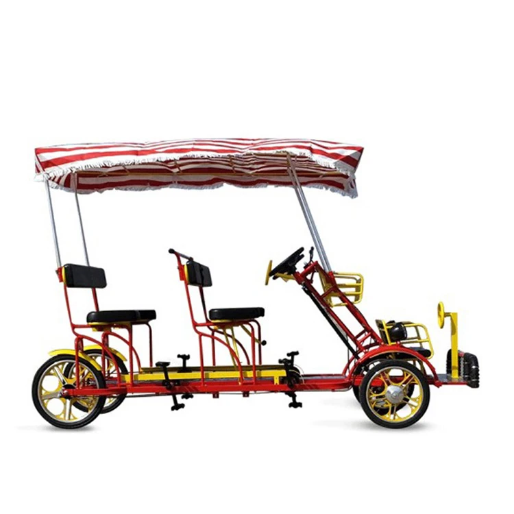 

Jack Luxurious 4 Person Tandem Quadricycle Surrey Sightseeing Bike For Sale, Red black white red as your requirements