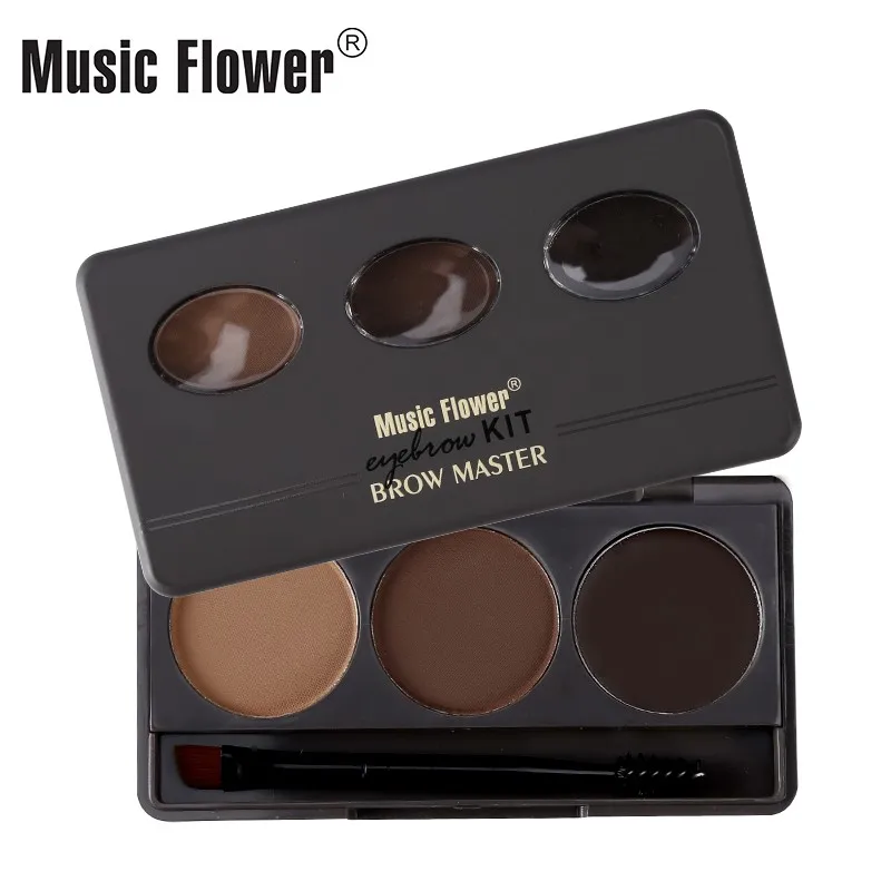 

Wholesale customized OEM high quality Waterproof longlasting 3D 3 colors eyebrow powder&gel palette with private label