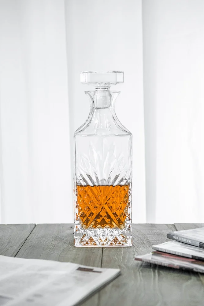 27oz Irish Cut Lead Free Crystal Whiskey Decanter Set Engraved Whiskey