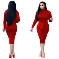 

free shipping 6 Colors Plus Size Long Elegant African Women Work Office Dresses Formal Ladies With Tail