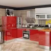 OPPEIN High Gloss Red Modular Lacquer MDF Kitchen Cabinets for Small Kitchen