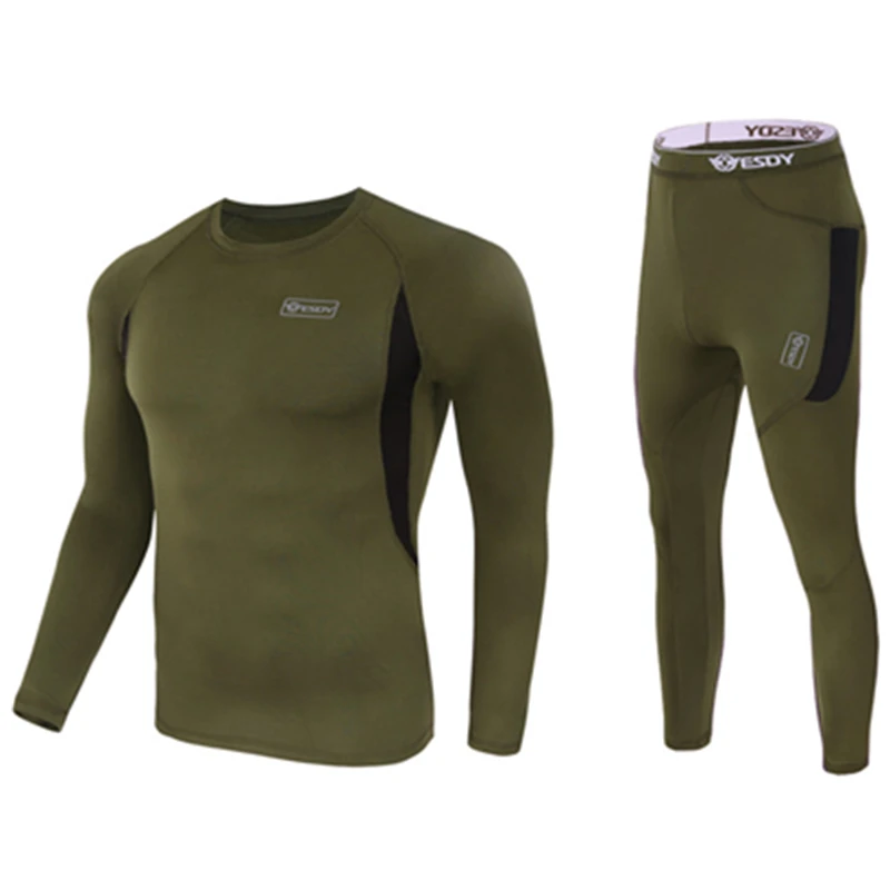 

Men's Winter Outdoor Sports Fleece Lined Thermal Underwear Set, Black;khaki;military green