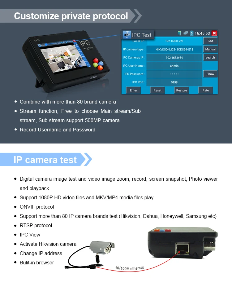 ip cctv tester monitor