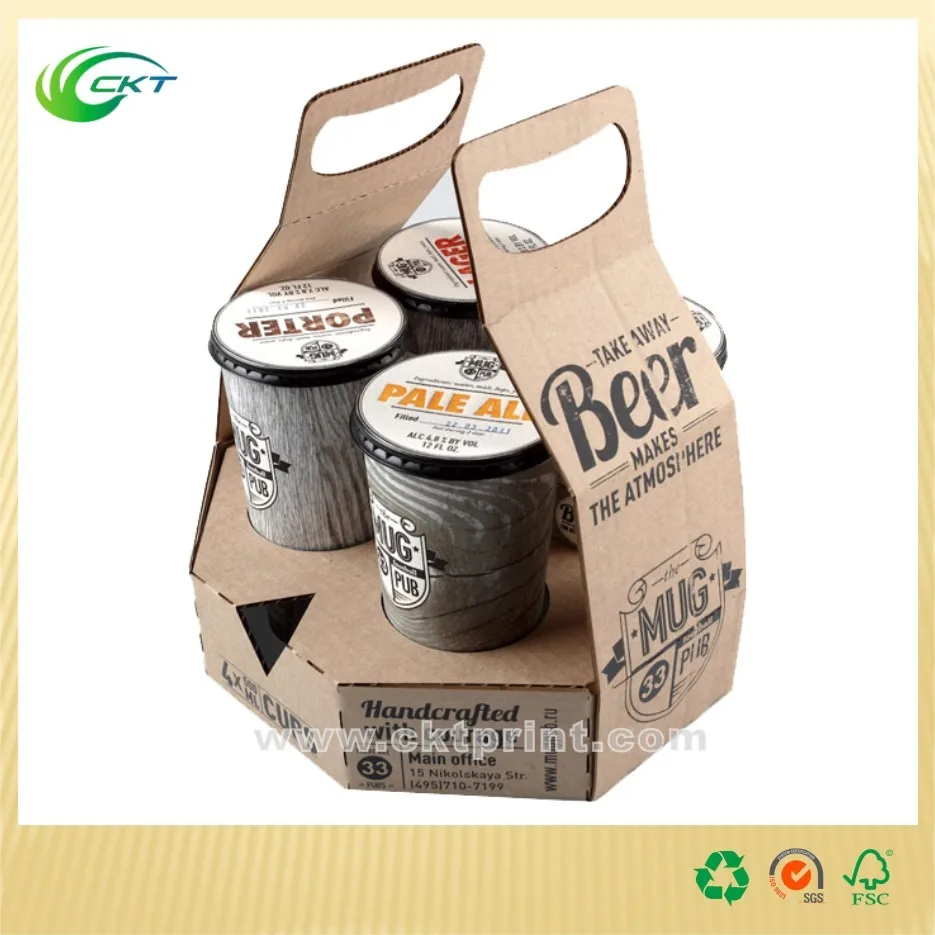 Customized 4 And 6 Pack Corrugated Cardboard Packaging Beer Gift Box