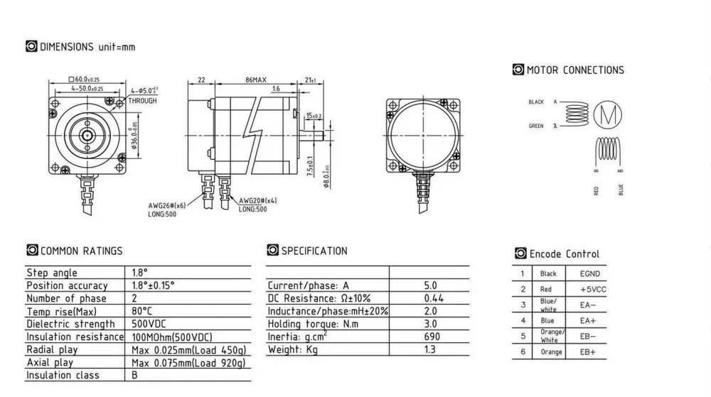1.8deg nema 24 with encoder motor for CNC milling machine kit hybrid stepper servo motor