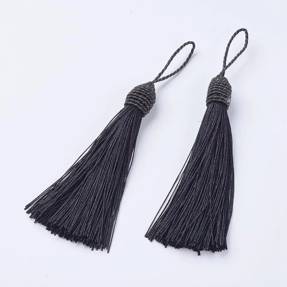 

Nylon Tassel Pendant Decorations with Brass Findind Golden Mixed Color 16~22x5mm Hole 2mm