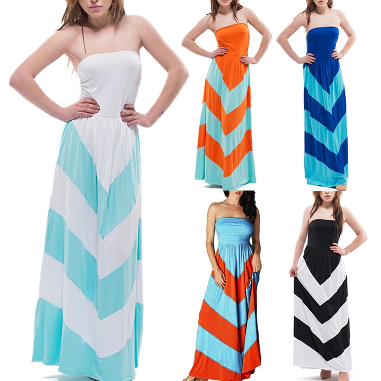 

Wonder Beauty Five Colors Hot Wholesale Women Striped Off Shoulder Long Dress Beach Summer Maxi Dresses, As shown