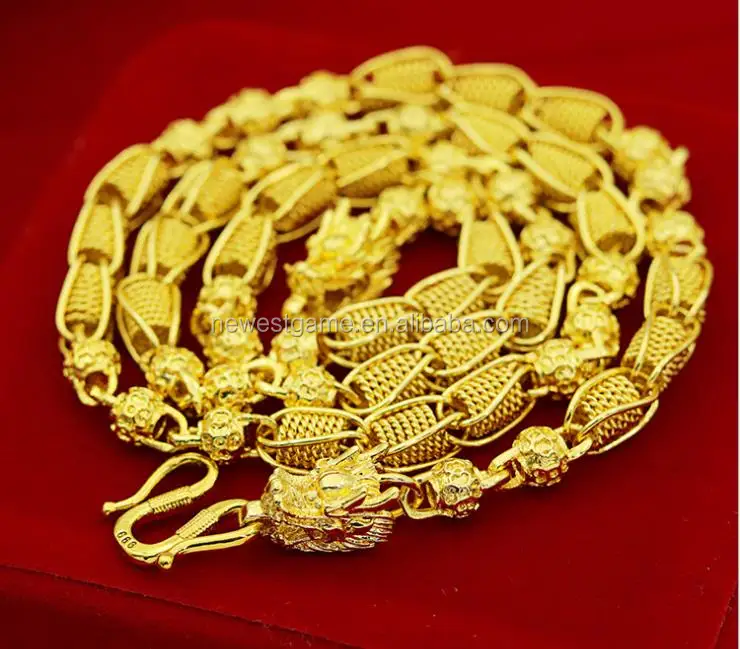 

fashion 24k necklace men jewelry necklaces plated gold gift US style street dance boy chains, As show