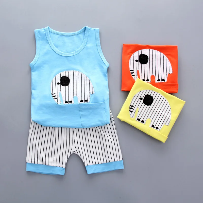 

Kids Clothes Toddler Children Summer Baby Boys Girls Clothing Set Children Sport Kid Suits Tracksuits Cotton Vest + Pants, Blue/yellow/orange
