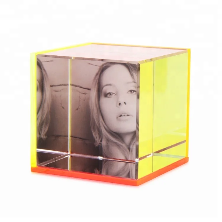 Lucite Desktop Cube Photo Frame Crystal And Acrylic Material Paperweight Cube Photo Frame Buy