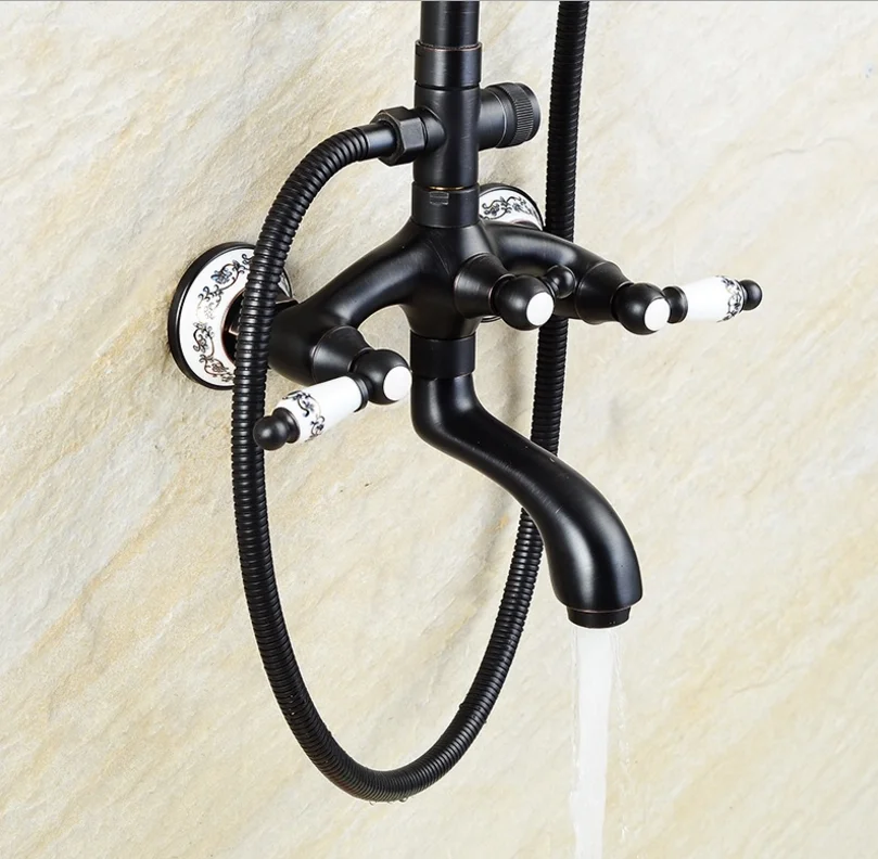 Antique Brass Sanitary Ware Shuc Shower Head Holder Black Shower Column Set Buy Sanitary Wares