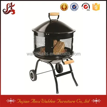 20" Outdoor Metal Fire Pit With Wheels For Easy ...