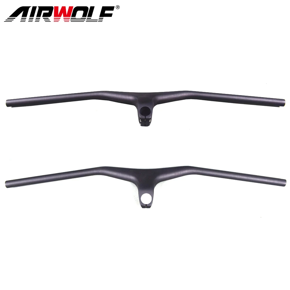 

Airwolf Mountain Bike Handlebar Carbon Mtb Integrated Flat Carbon Handlebars With -17 degree Stem Bicycle accessoires Handlebar, All colors available